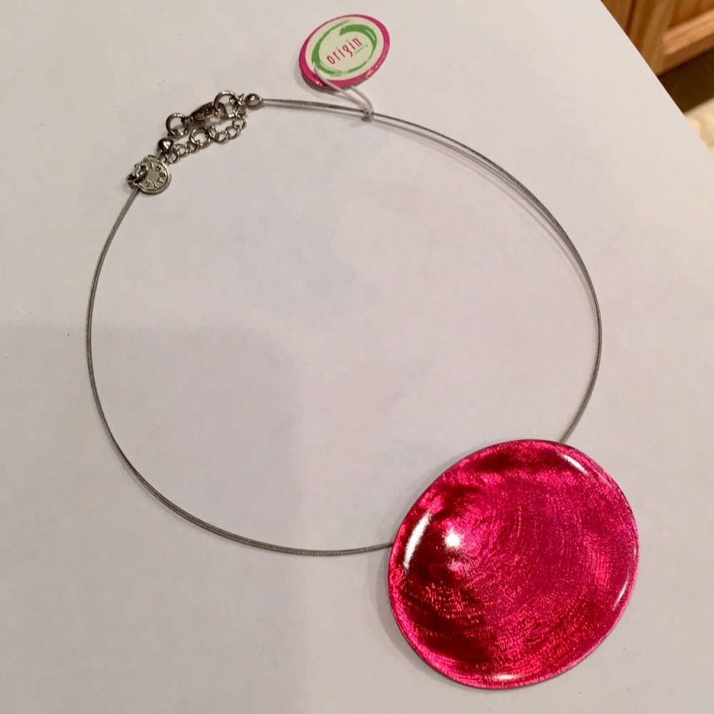 Culture Mix Wire Necklace, Red Mother of Pearl